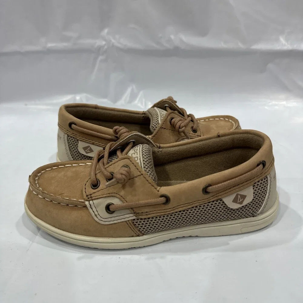 Sperry Shoresider Girls US 13 M Brown Moc Toe Slip On Comfort Boat Shoe EBS2774